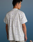 Men's Mandarin-collared Shirt - Blue Flutter Spring