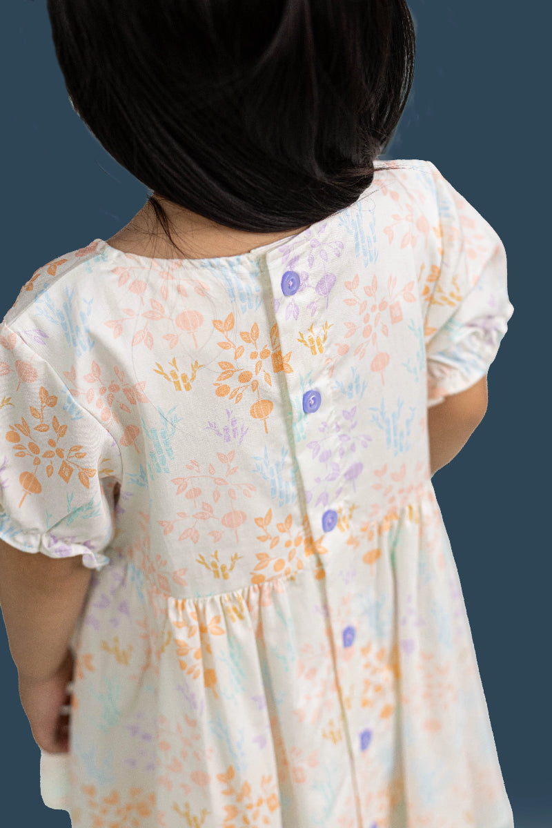 Scarlett Dress - Cream Floral Bamboo