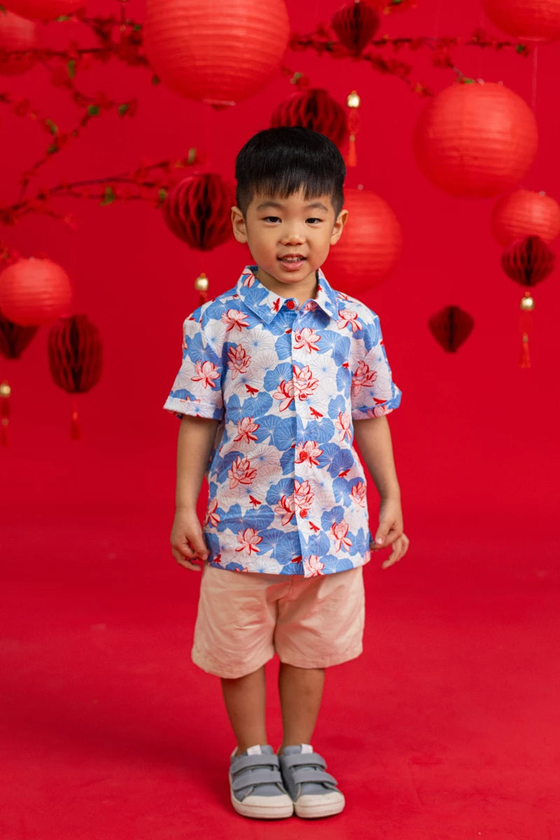Little Man Shirt - Blue Lotus