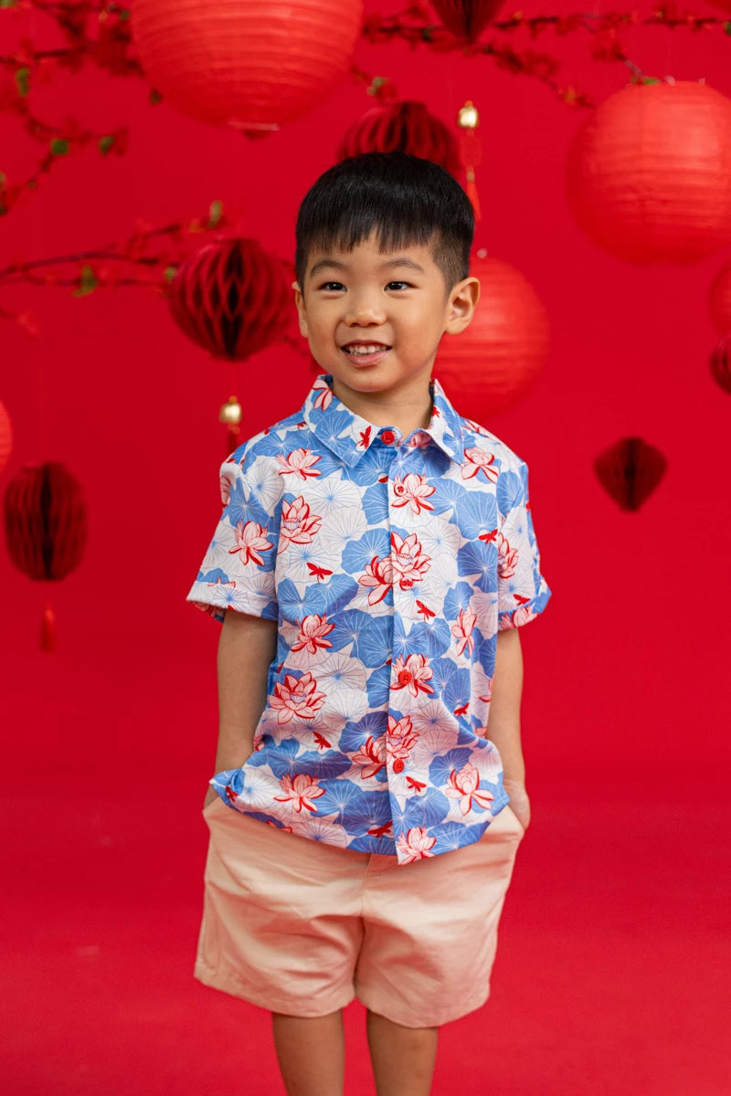 Little Man Shirt - Blue Lotus