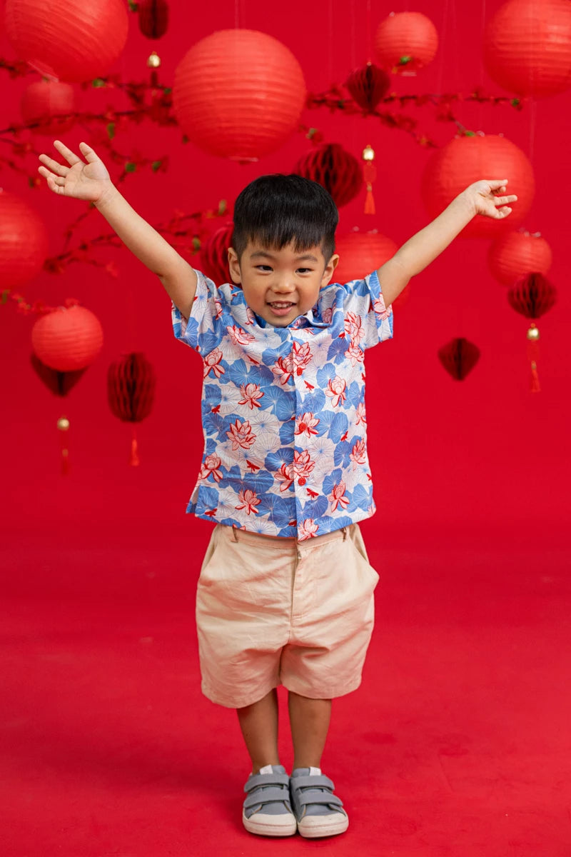 Little Man Shirt - Blue Lotus