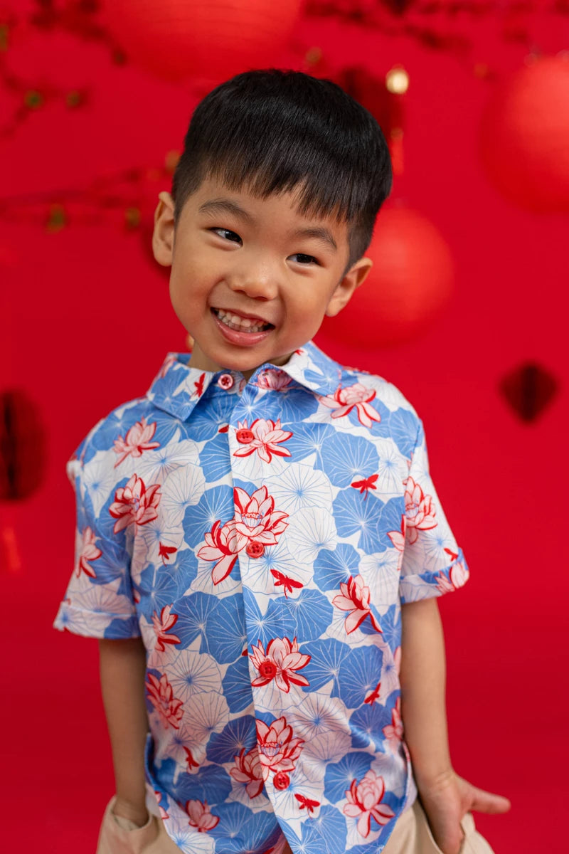 Little Man Shirt - Blue Lotus