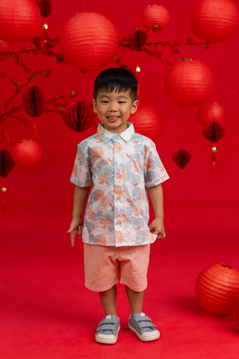 Little Man Shirt - Teal Lotus