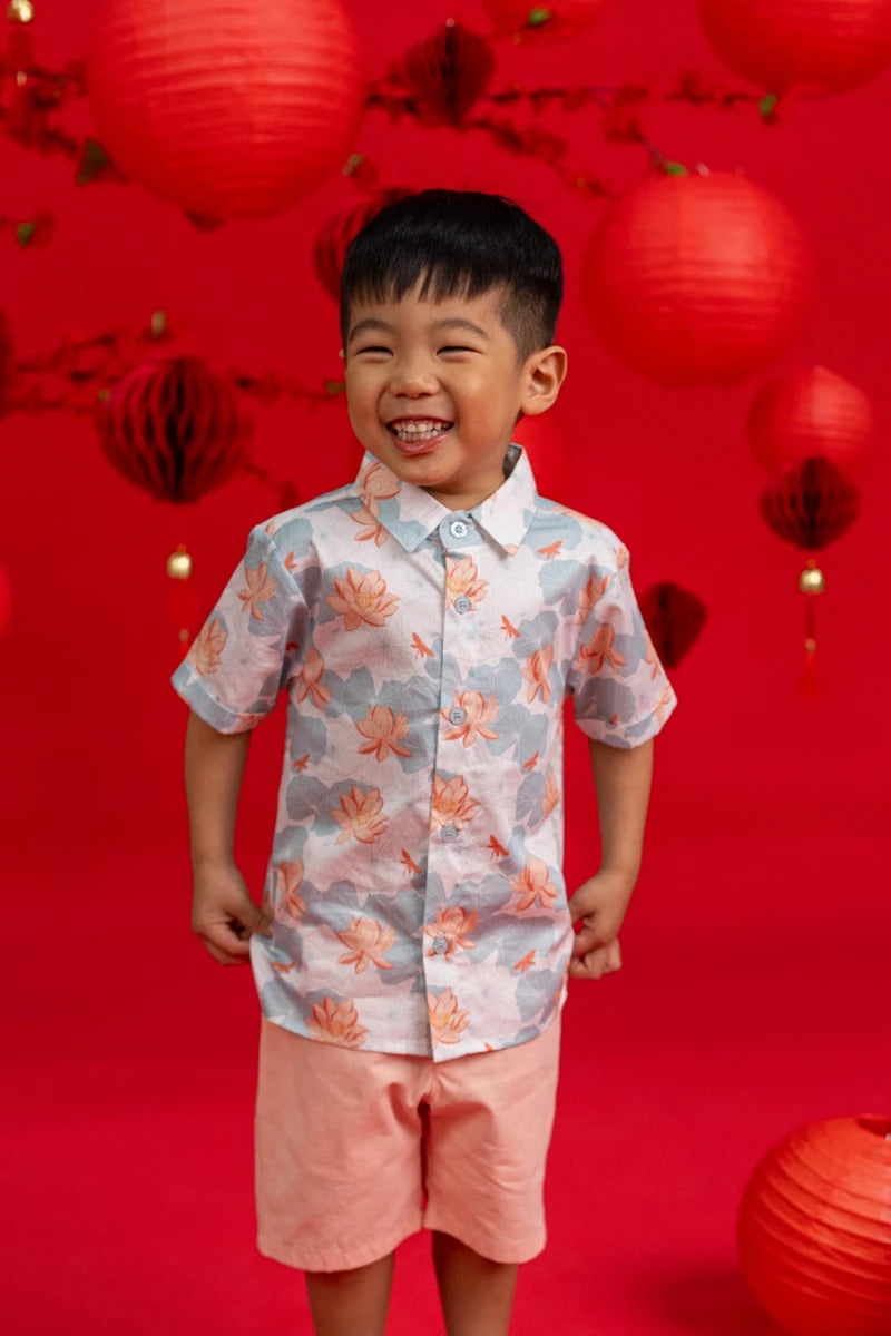 Little Man Shirt - Teal Lotus