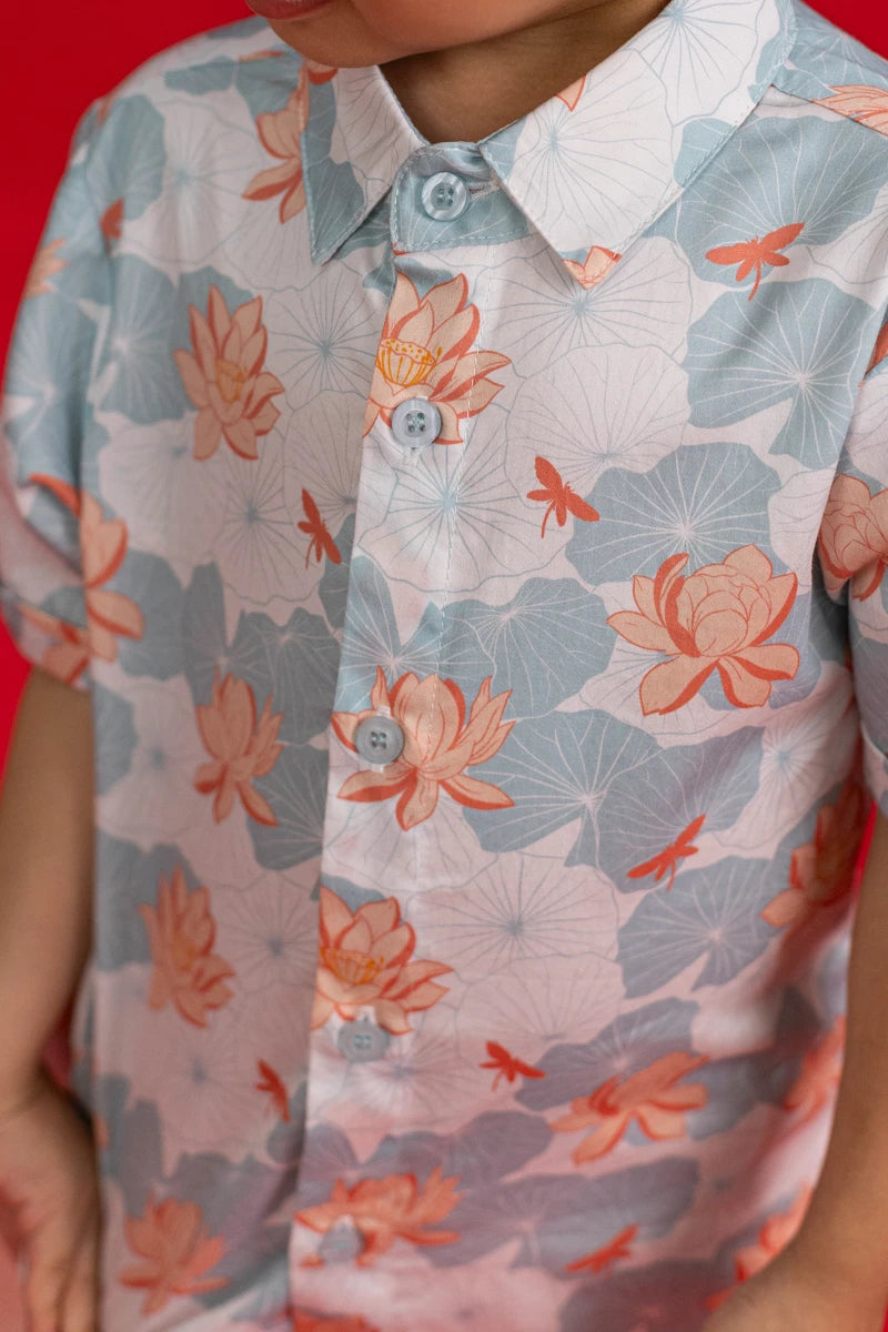 Little Man Shirt - Teal Lotus