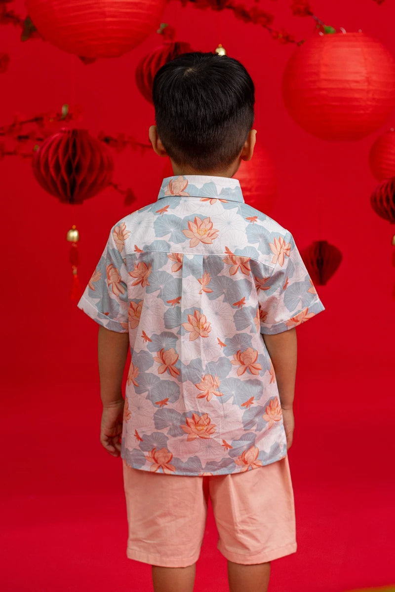 Little Man Shirt - Teal Lotus
