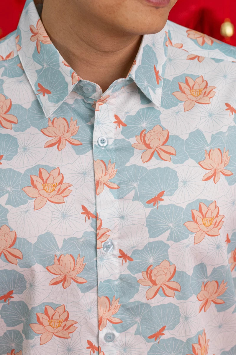 Men's Shirt - Teal Lotus