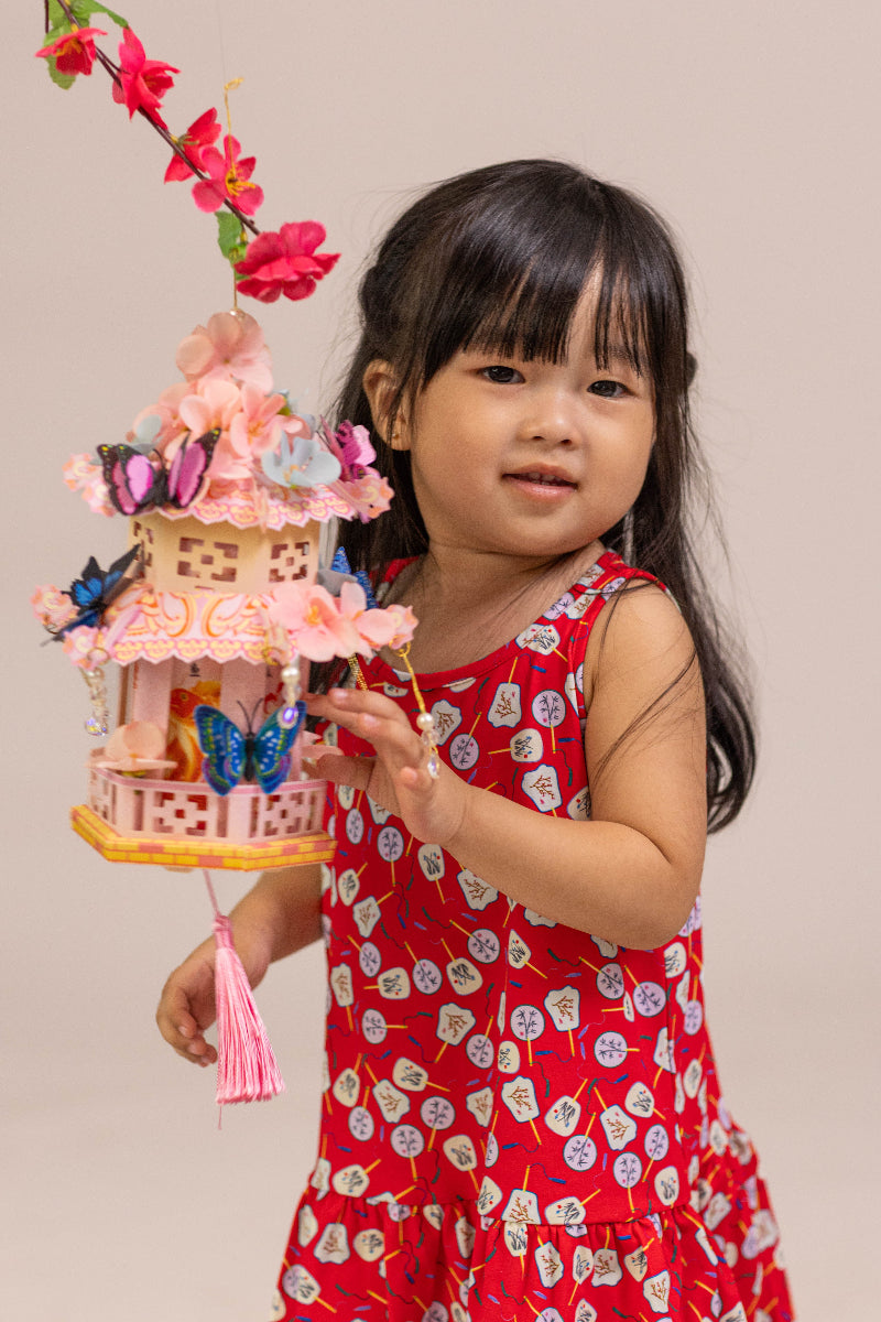 Sleeveless Dress - Red Fans