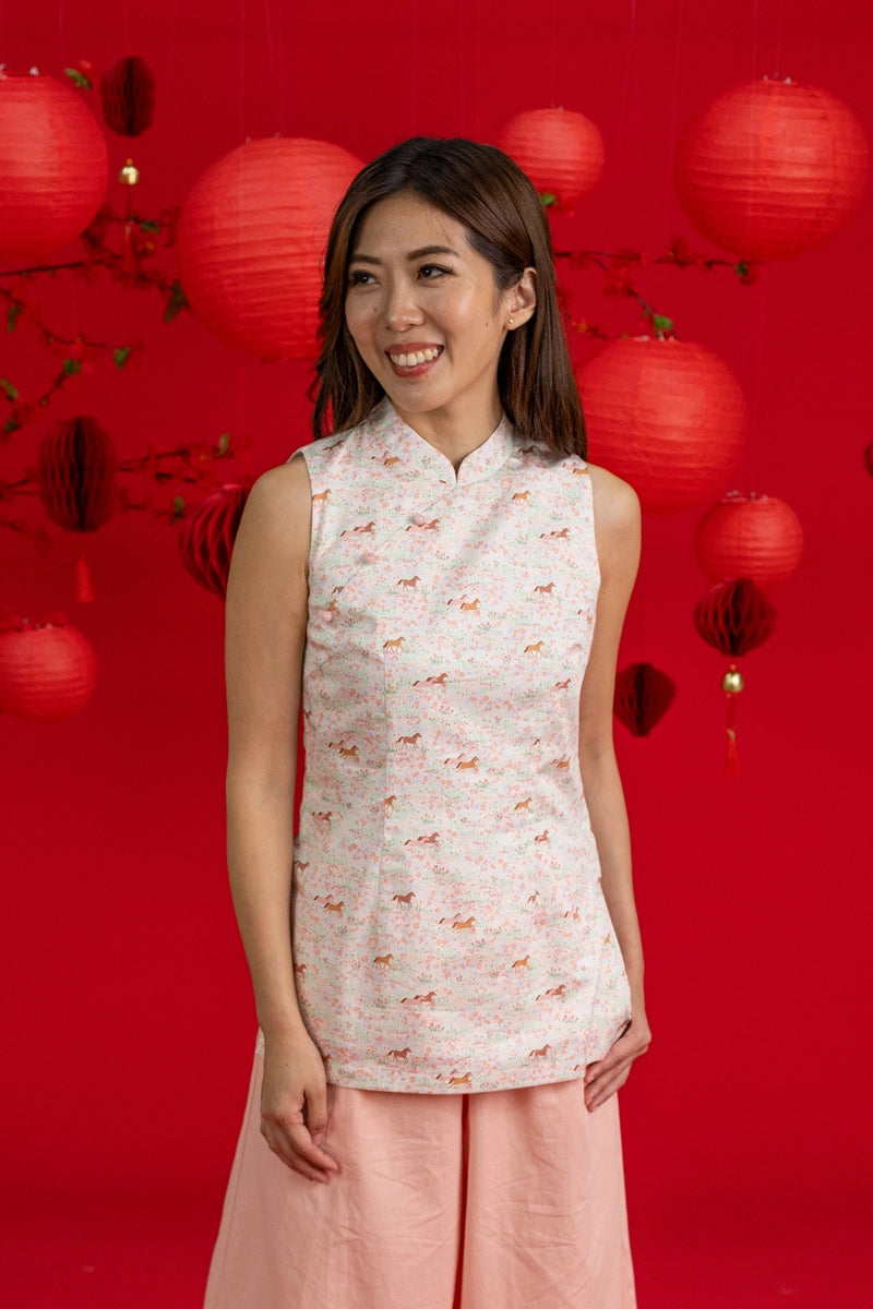 Ladies Peony Fitted Top - Meadow Horses