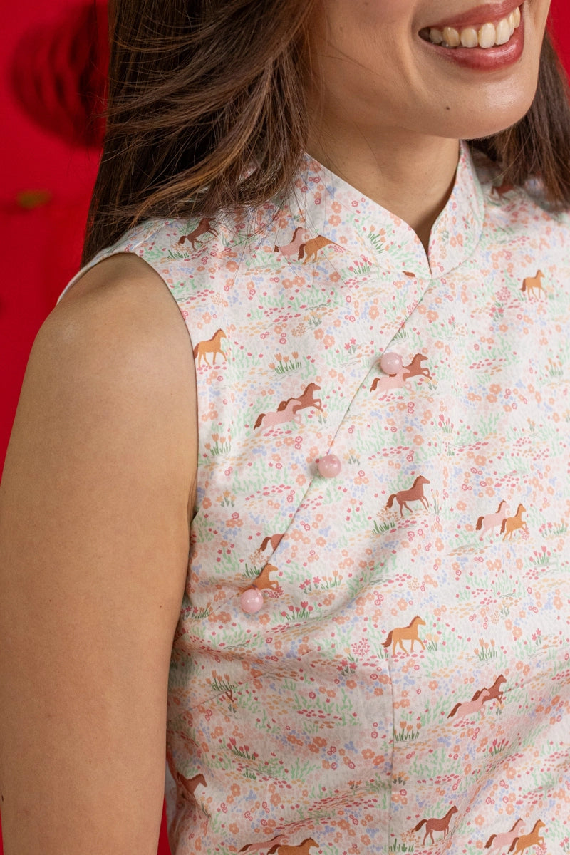 Ladies Peony Fitted Top - Meadow Horses