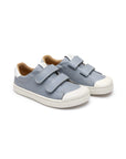 A pair of Ramp Sneakers for kids in Tide Blue leather with white rubber toe caps and double straps.