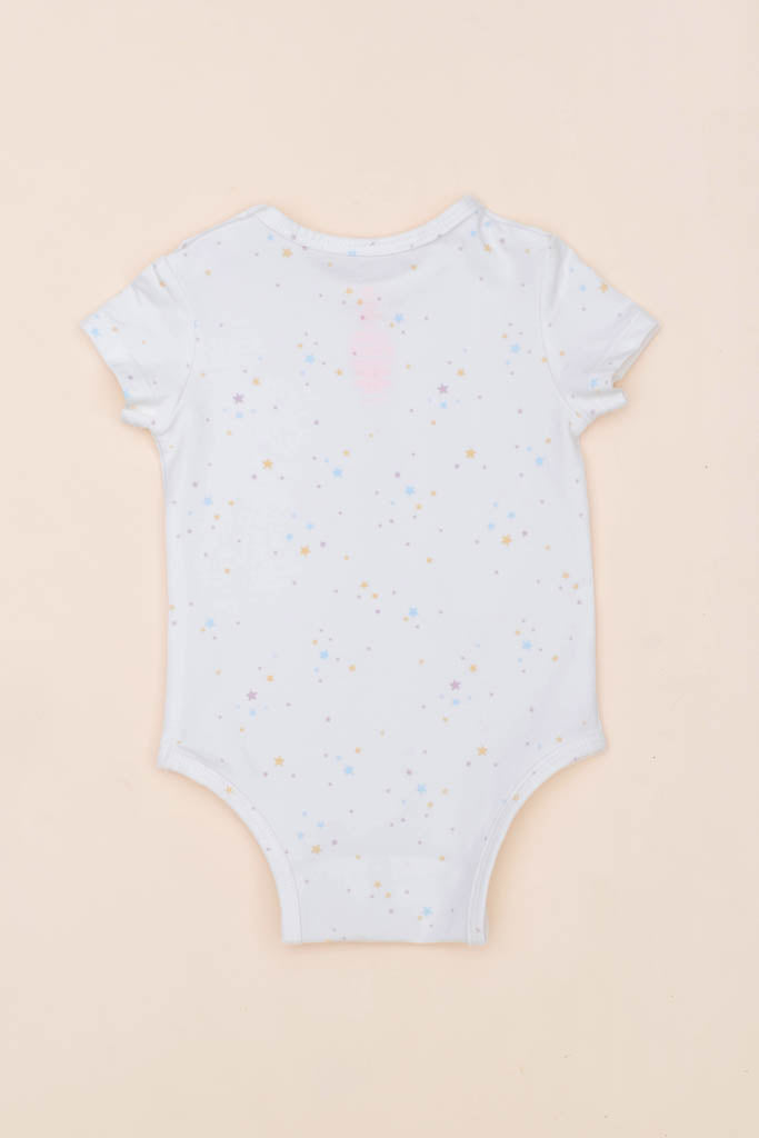 Short-Sleeve Onesie - White Twinkle Stars