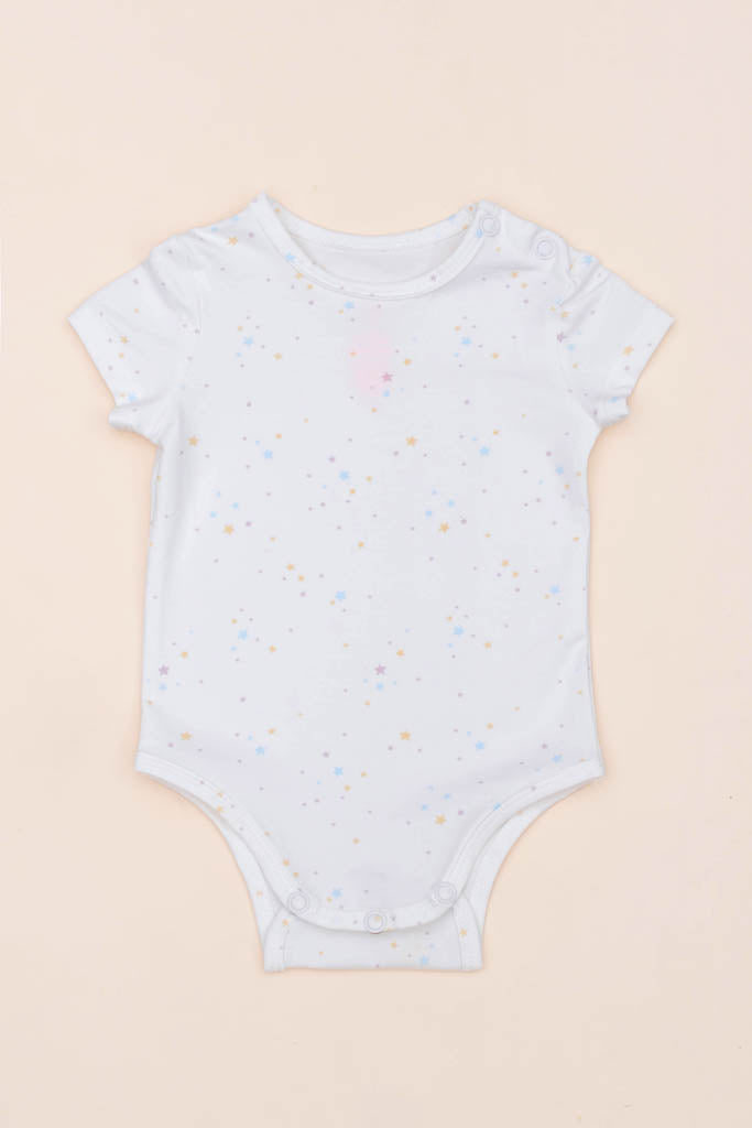 Short-Sleeve Onesie - White Twinkle Stars