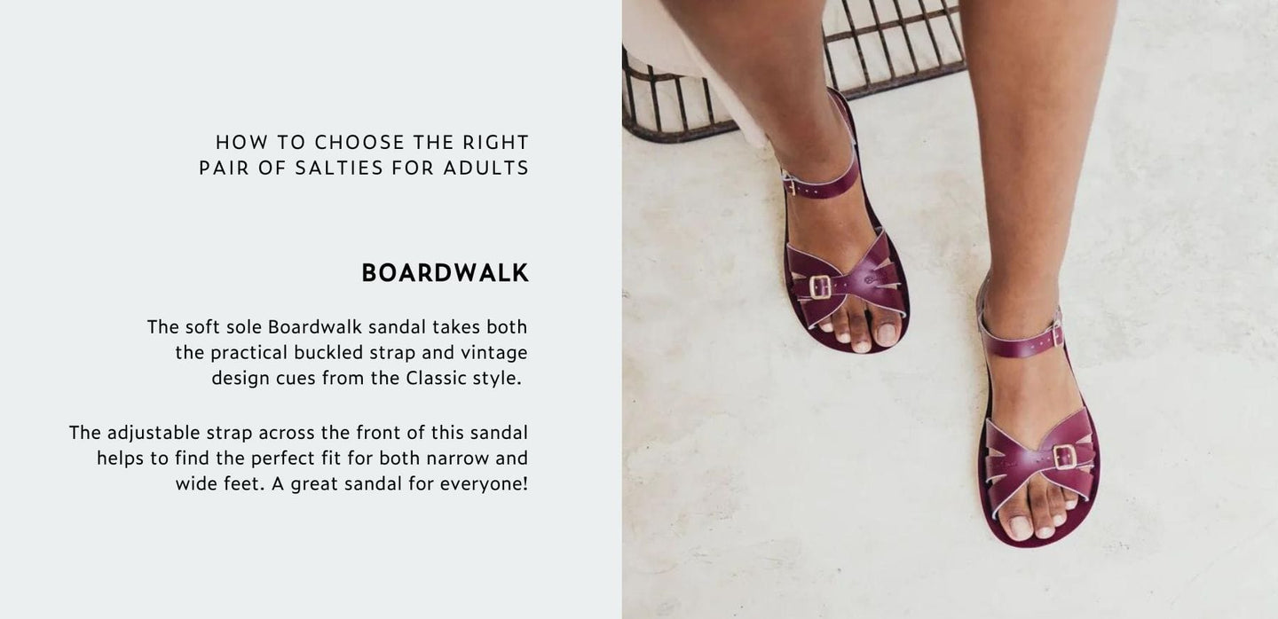 Saltwater Boardwalk sandals for adults