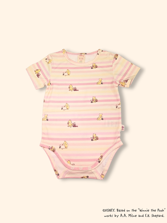 Short-Sleeve Onesie - Pink Stripes Pooh