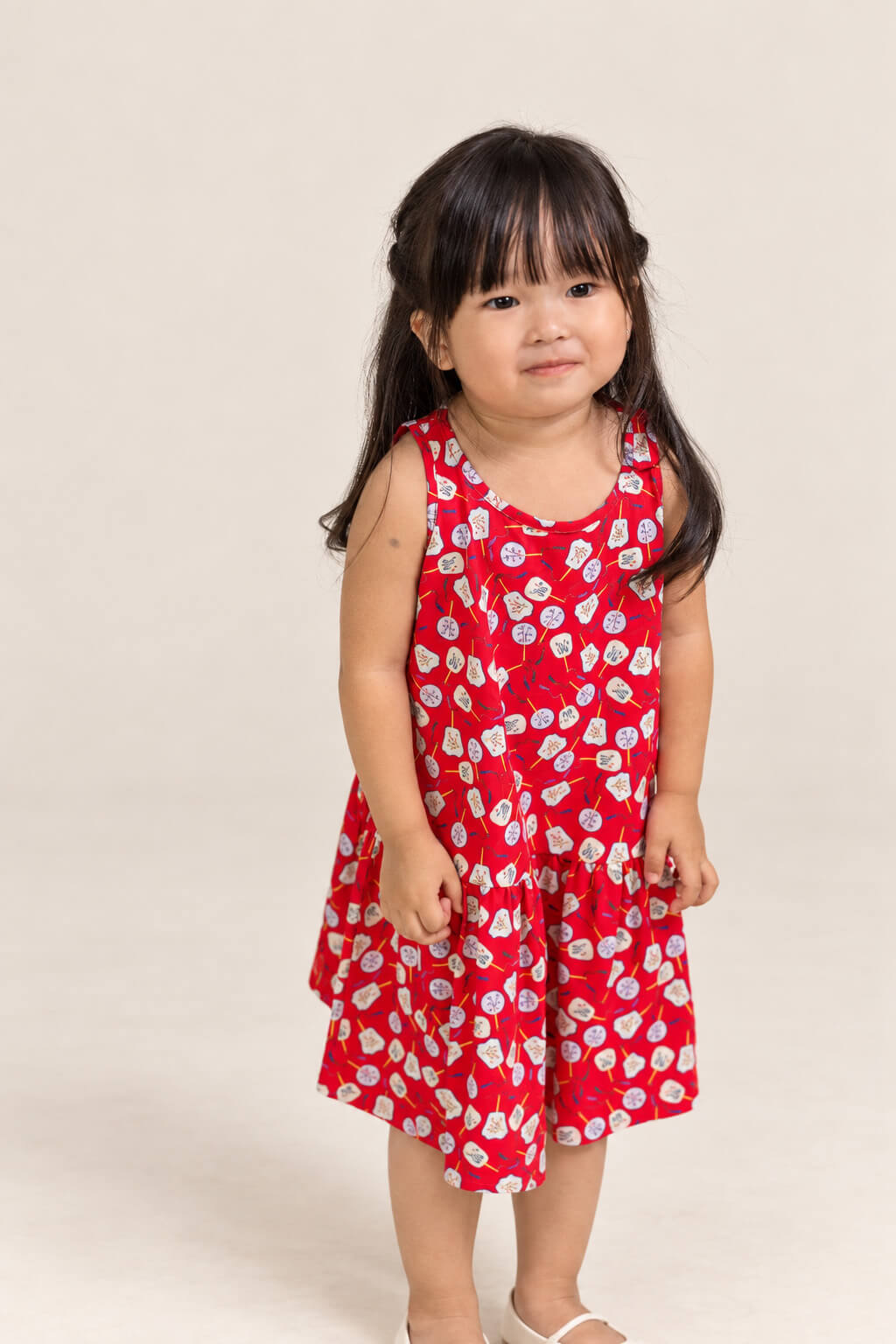 Sleeveless Dress - Red Fans