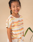 Tilly Tie Front Top - Peach Animal March