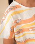 Tilly Tie Front Top - Peach Animal March