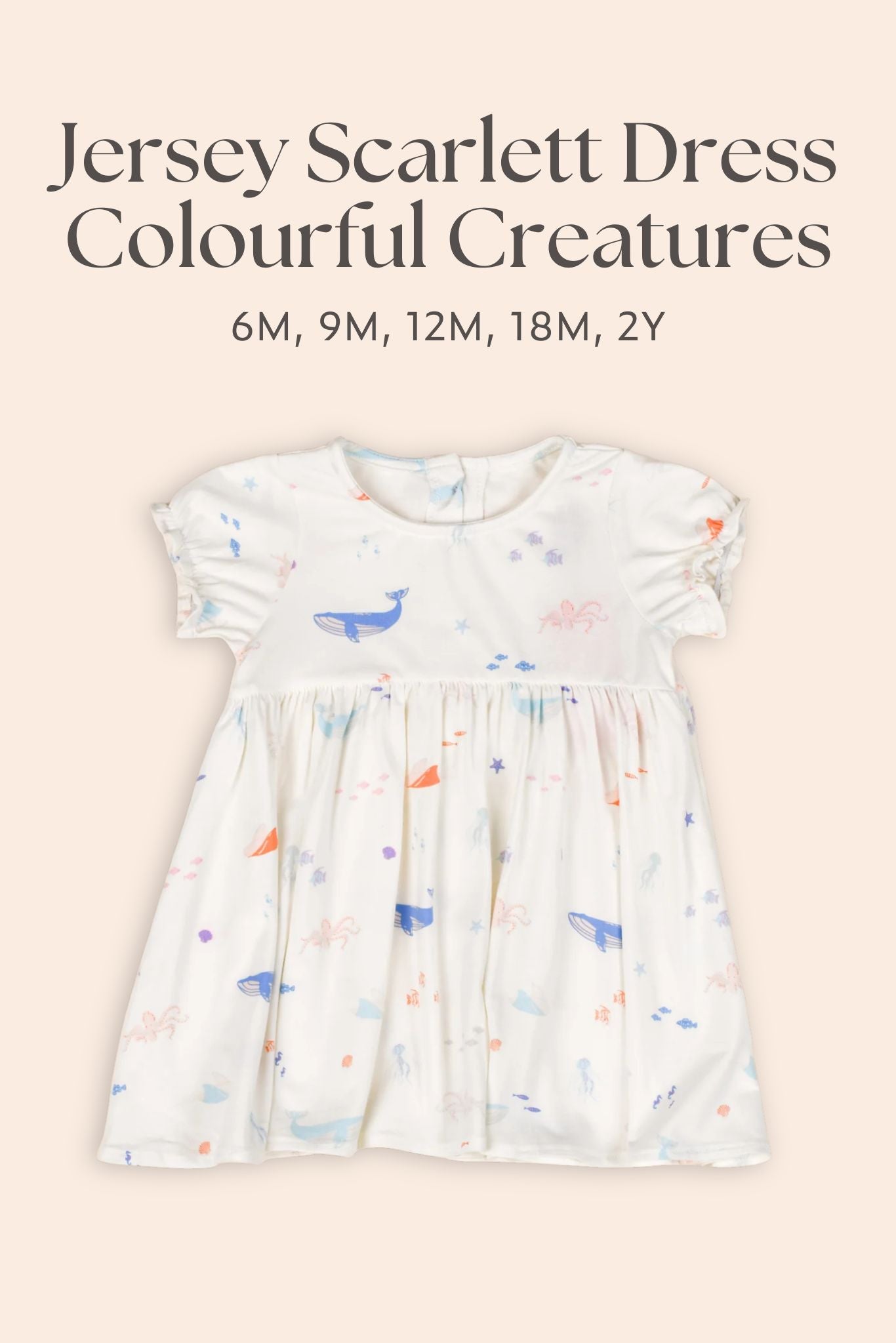 Jersey Scarlet Dress - Colourful Sea Creatures | The Elly Store