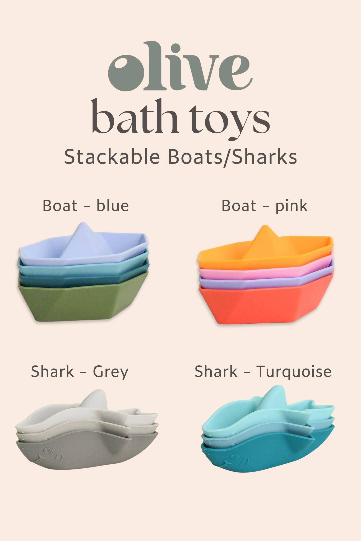  Stackable Sharks or Stackable Boats | Personalisable Turquoise Gift Set