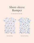 Short Sleeve Romper in Blue Hello Mickey or Blue Road Trip Mickey
