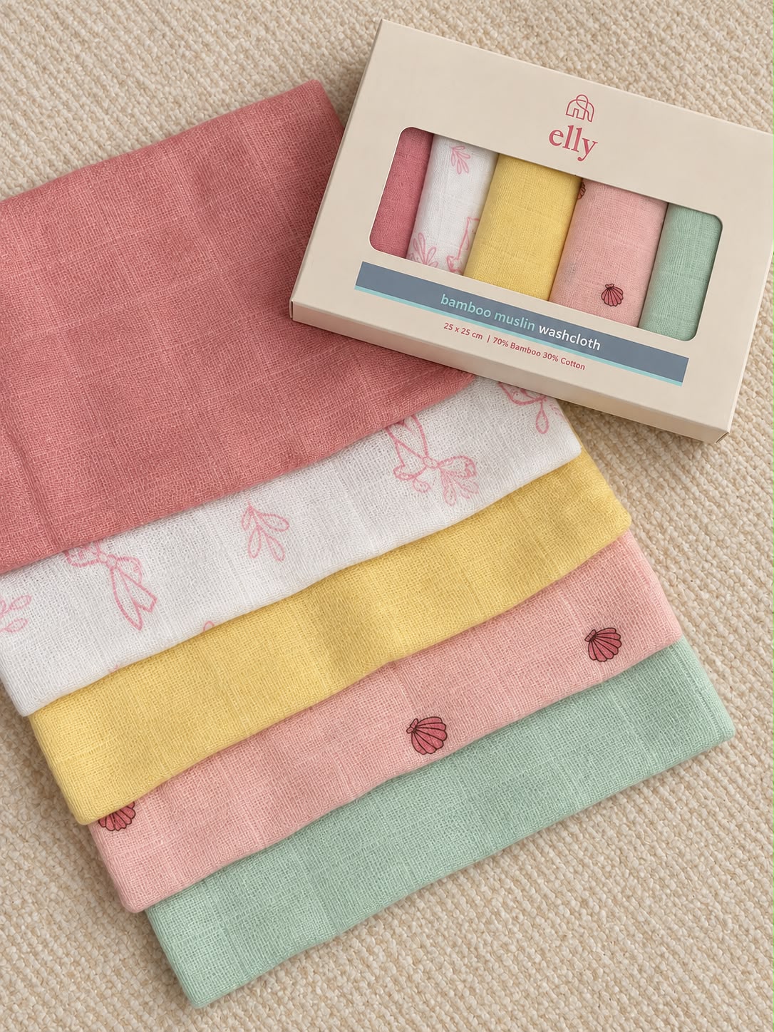 Bamboo Wash Cloth set of 5