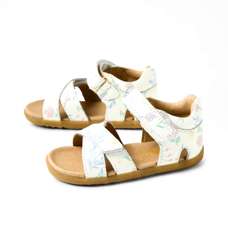 White Flora Sandals Step Up