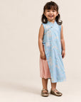 Wrap cheongsam blue cranes