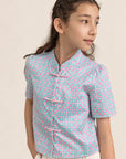 Ashley Top - Pink Teal Mosaic