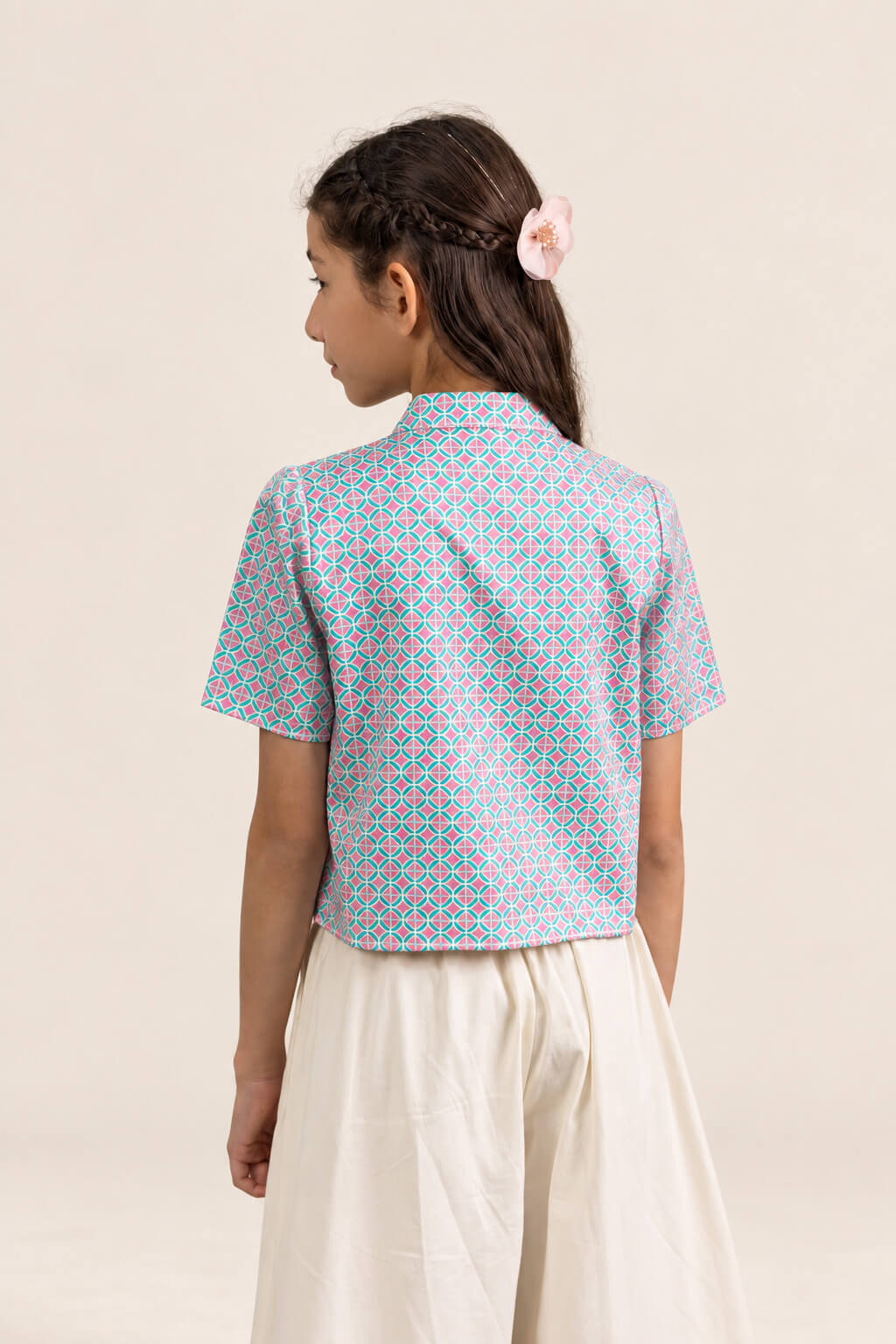 Ashley Top - Pink Teal Mosaic