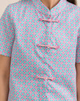 Ashley Top - Pink Teal Mosaic