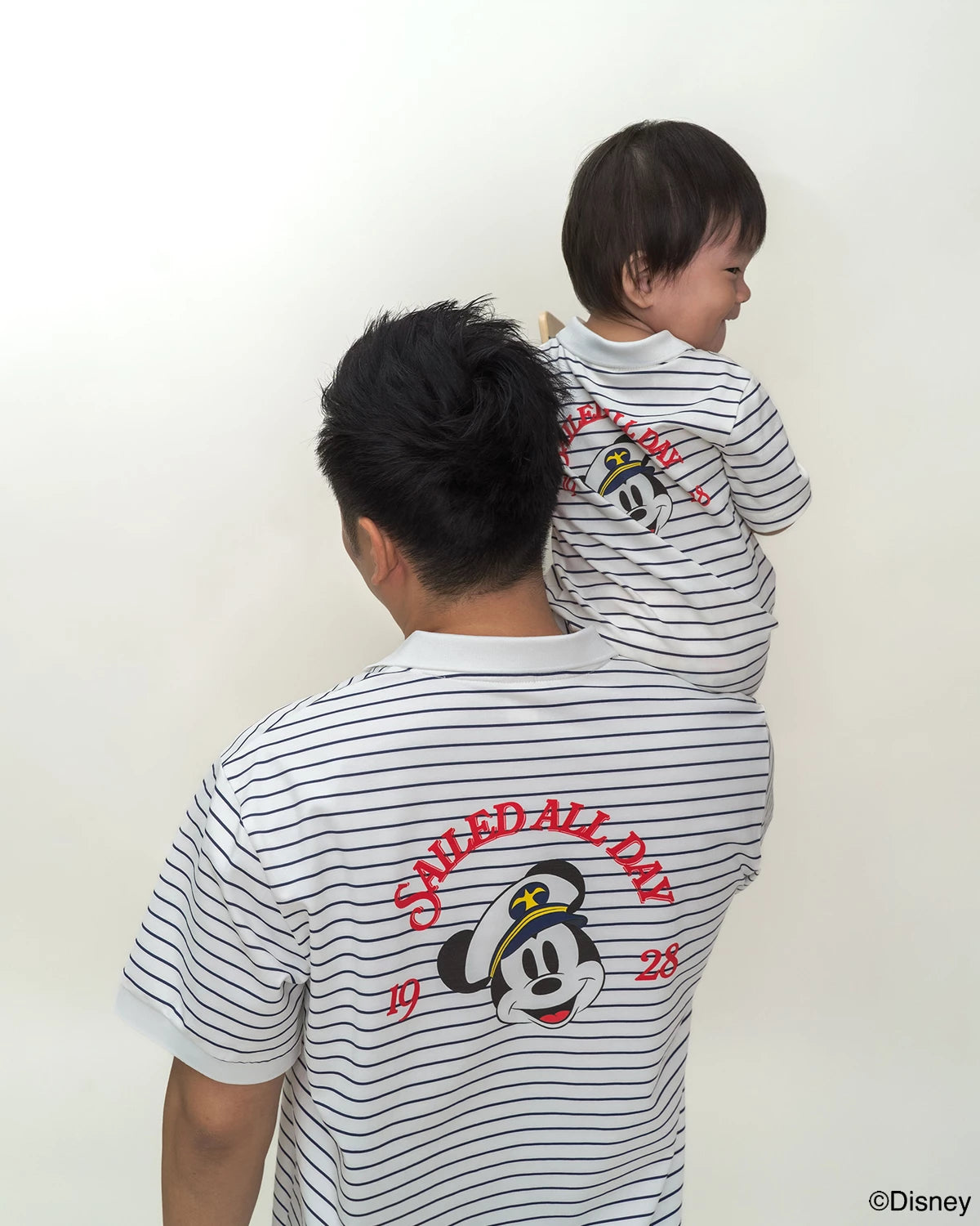 father and baby matching stripes sailor mickey design 
