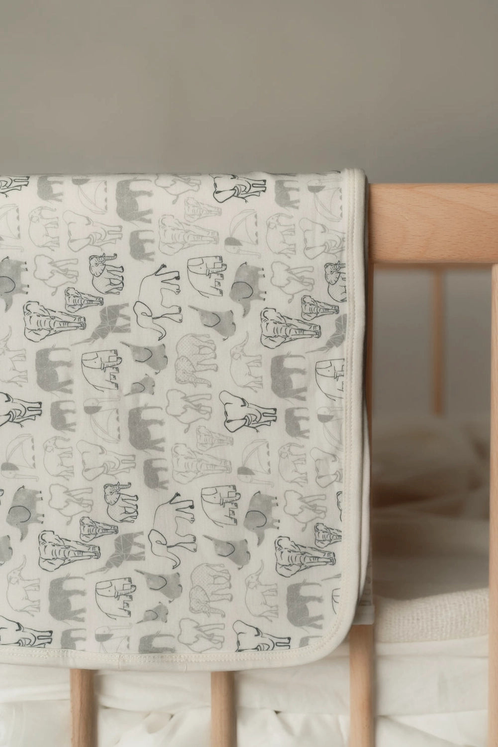 Bamboo Blanket - Grey Elephant Families