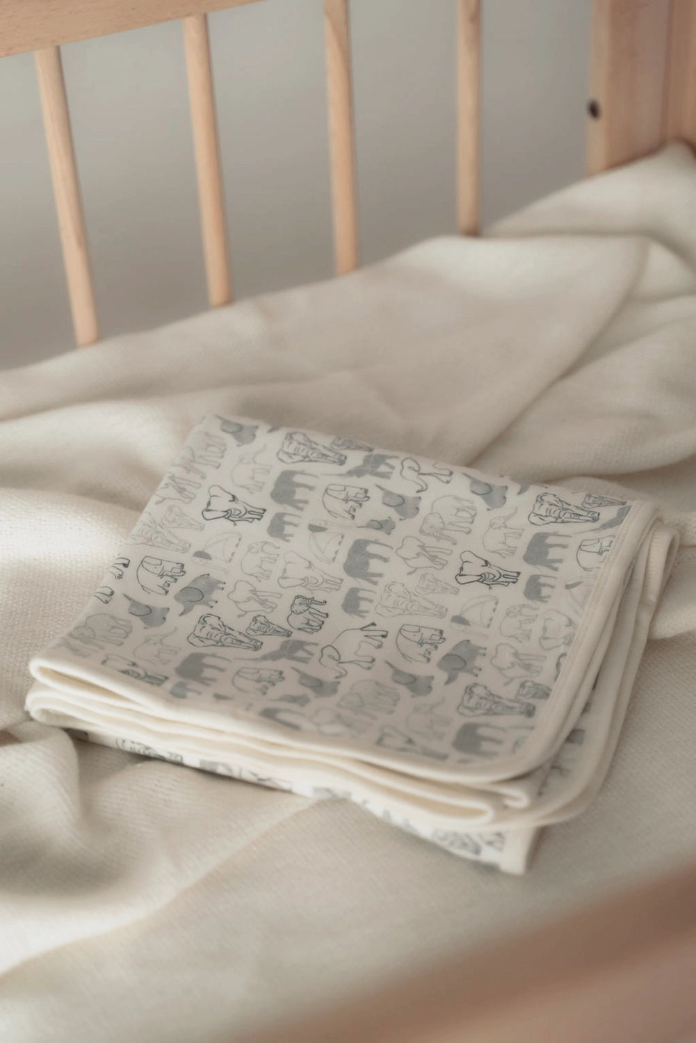Bamboo Blanket - Grey Elephant Families