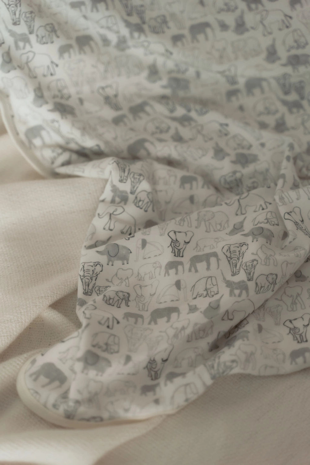 Bamboo Blanket - Grey Elephant Families