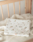 Bamboo Jersey Blanket - White Floral Bunny folded