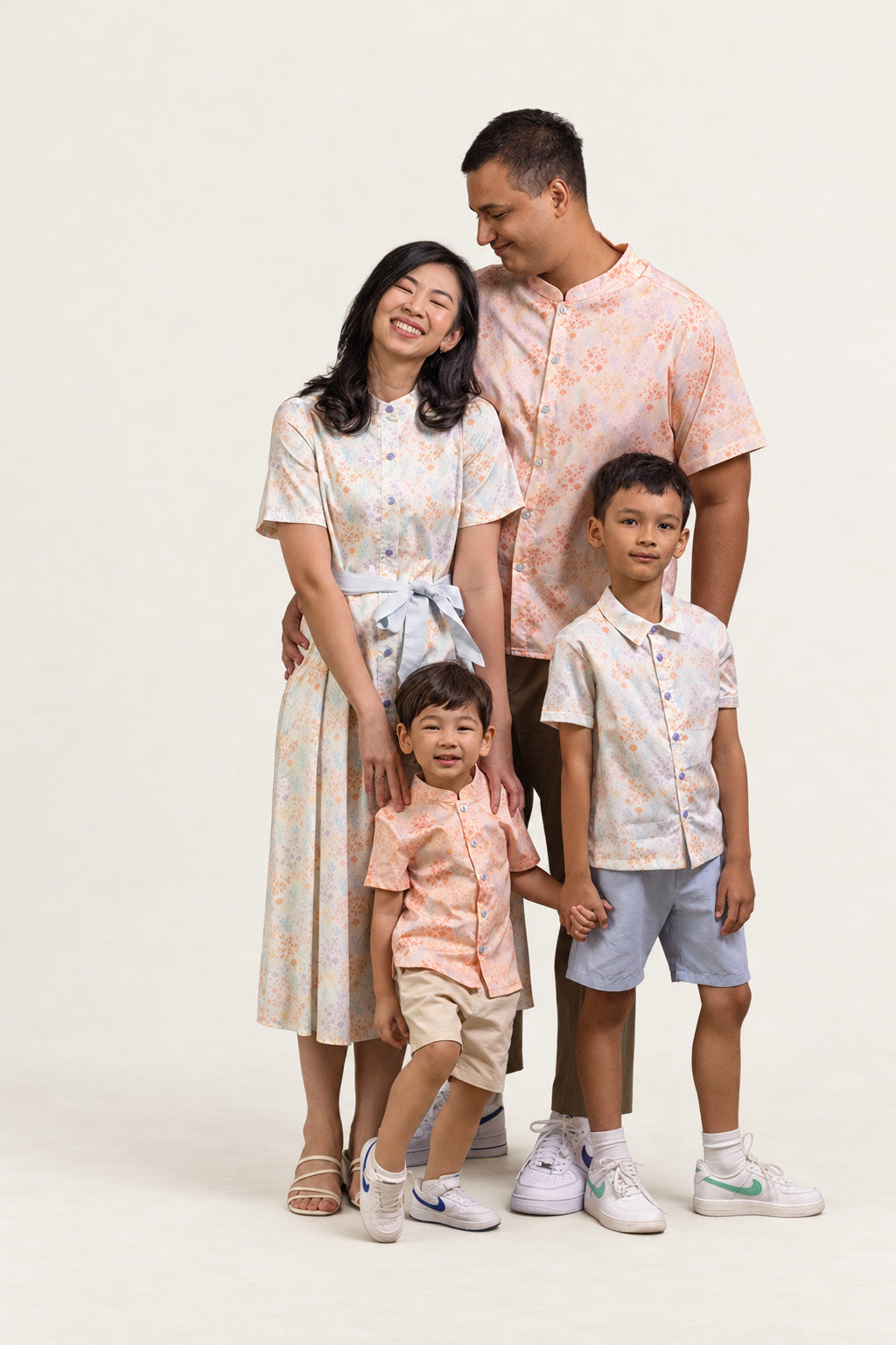 cream floral bamboo family set