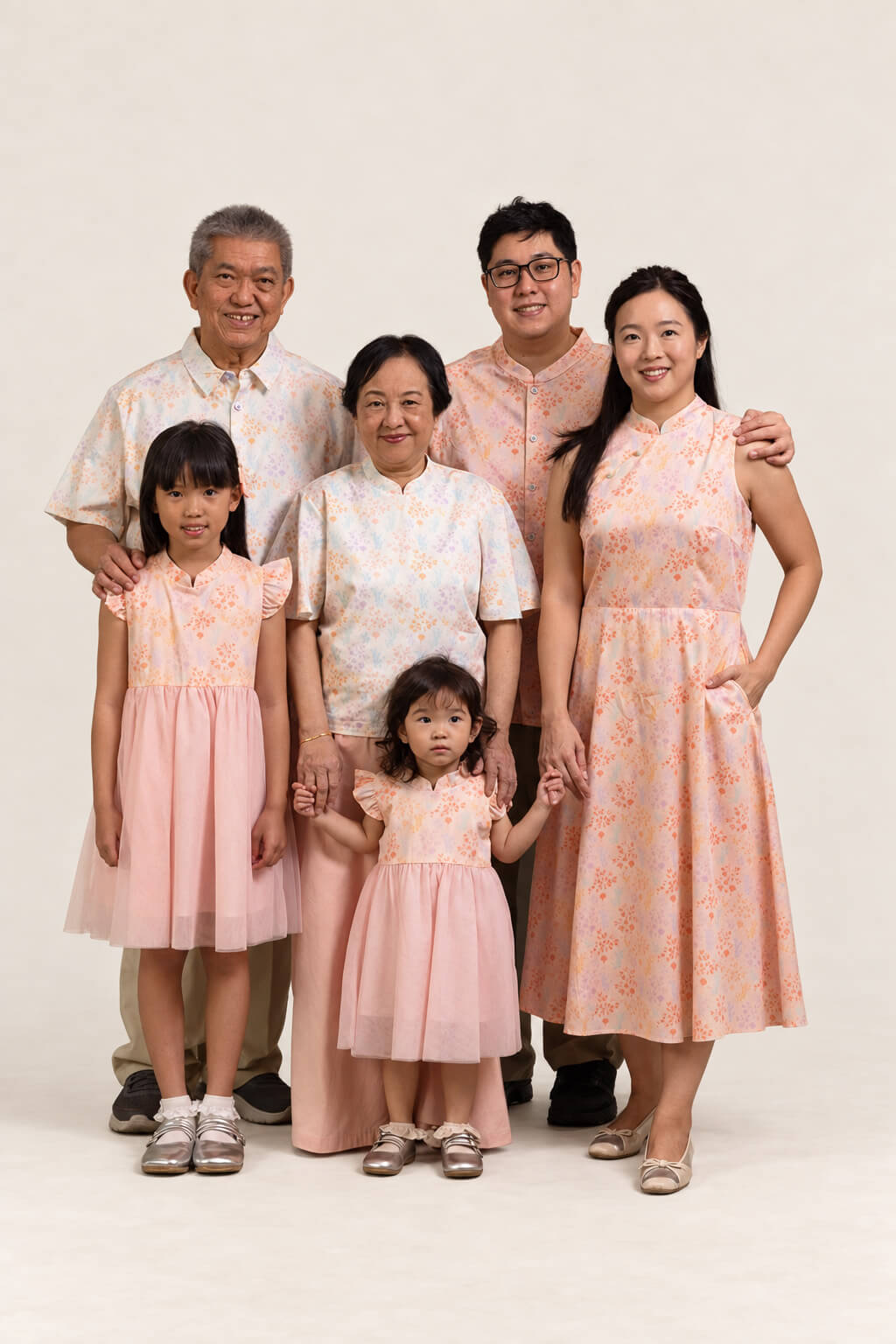 Men's Mandarin-collared Shirt - Pink Floral Bamboo
