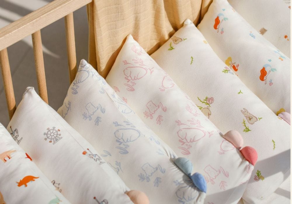 Bamboo pillows background, mobile view.