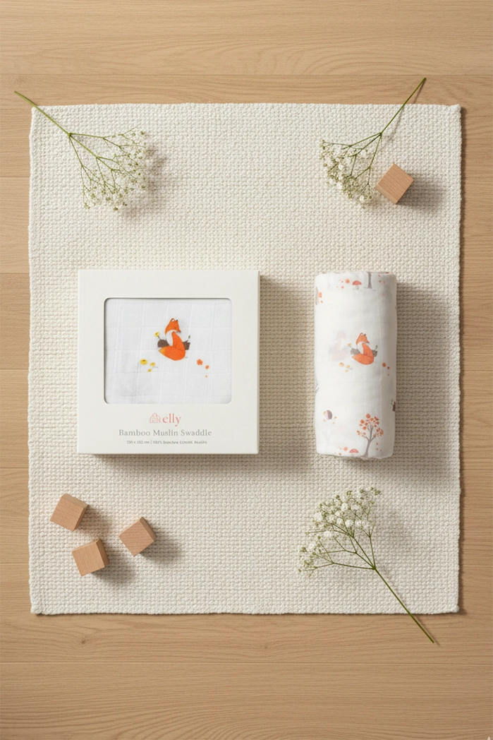 Bamboo Muslin Swaddle - Neighbourwood Friends packaging