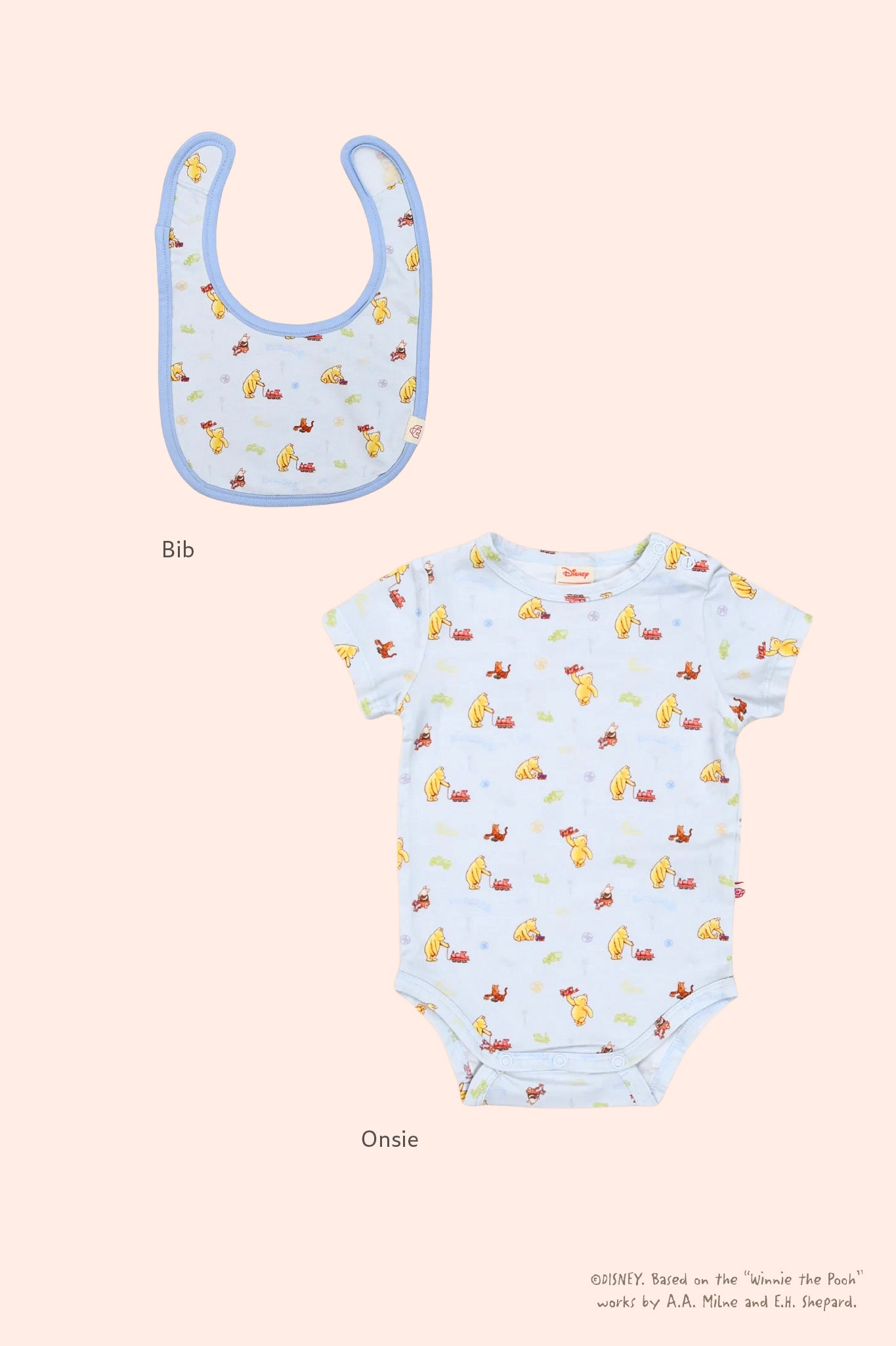 Bib and onsie in bed time boy set