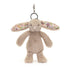 Beige bunny bag charm with blossom petal ears