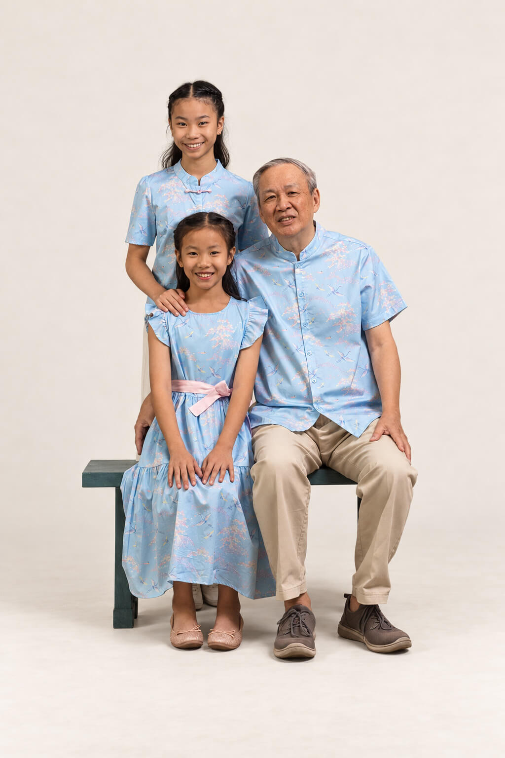 Wrap Cheongsam - Blue Cranes (4Y, 5Y left!)