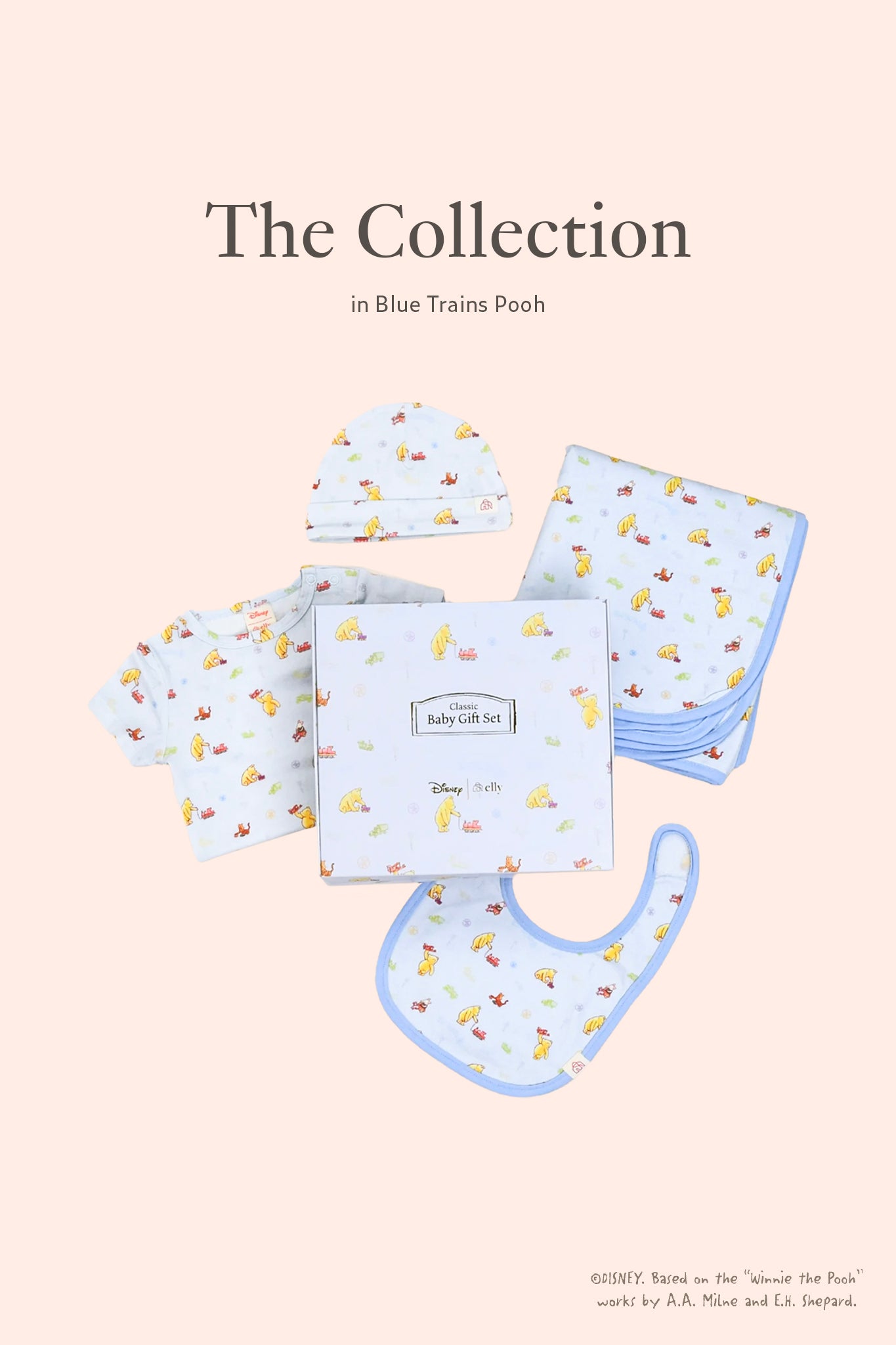 Classic blue trains pooh gift set overview