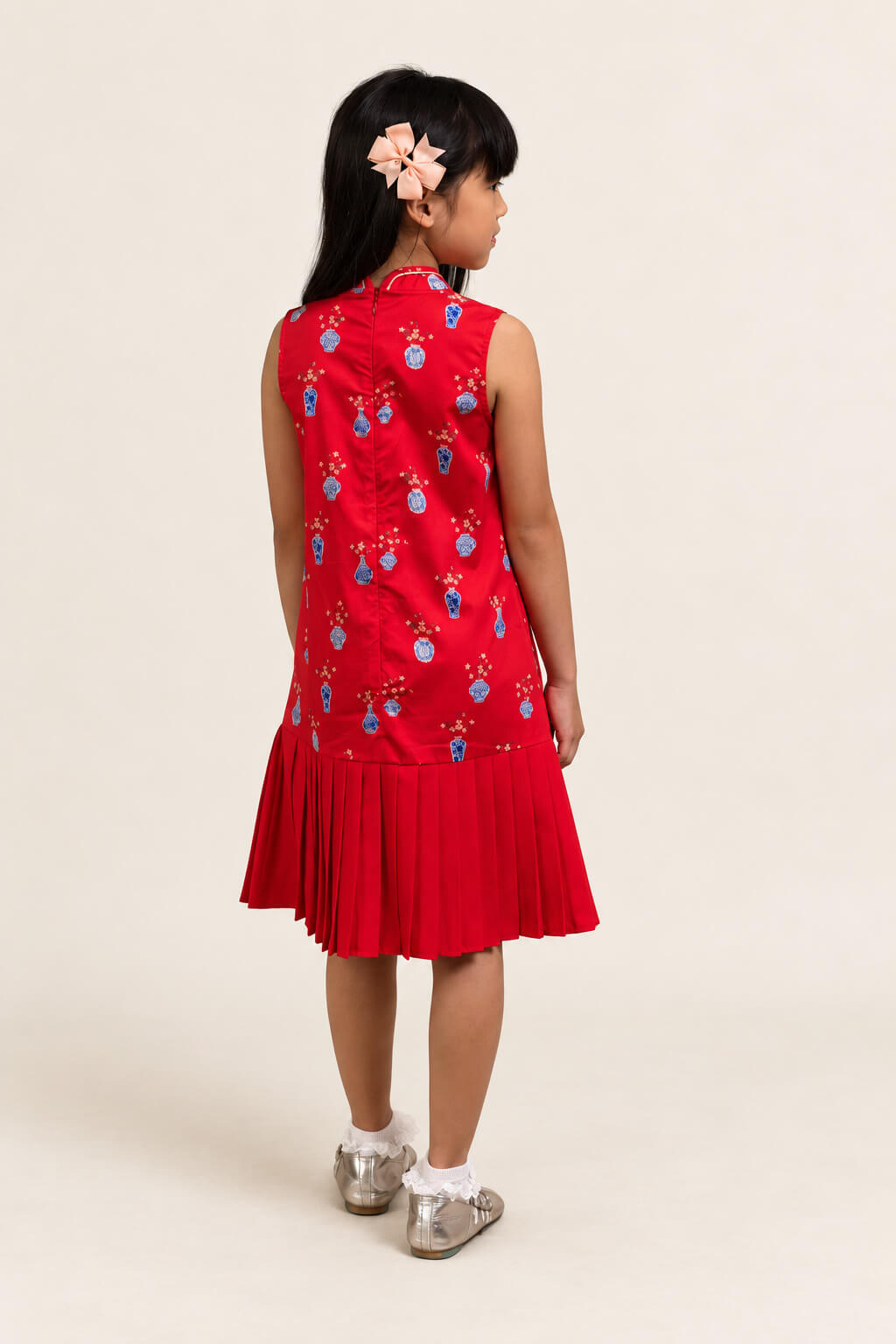 Drop Waist Cheongsam - Red Vases back