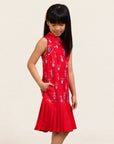 Drop Waist Cheongsam - Red Vases side
