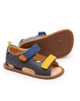 Pair of Tip Toey Joey Explore Sandals in Slate Blue / Caja / Blue Tang, baby first walker shoes