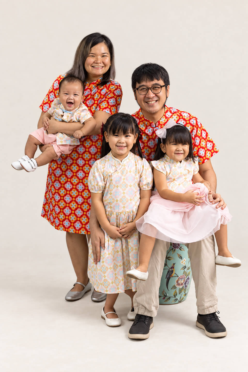 Giselle Cheongsam - Cream Lucky Coins family