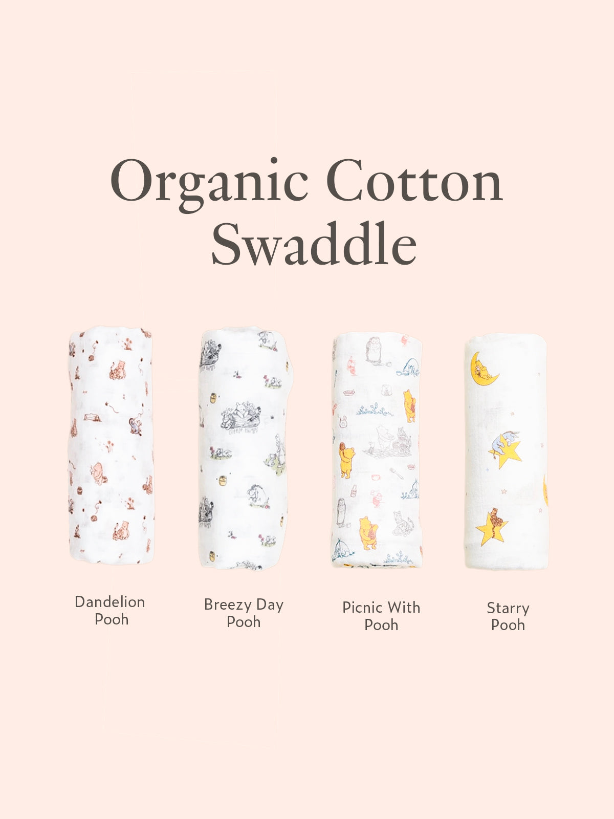 Organic Cotton Swaddle Pooh prints