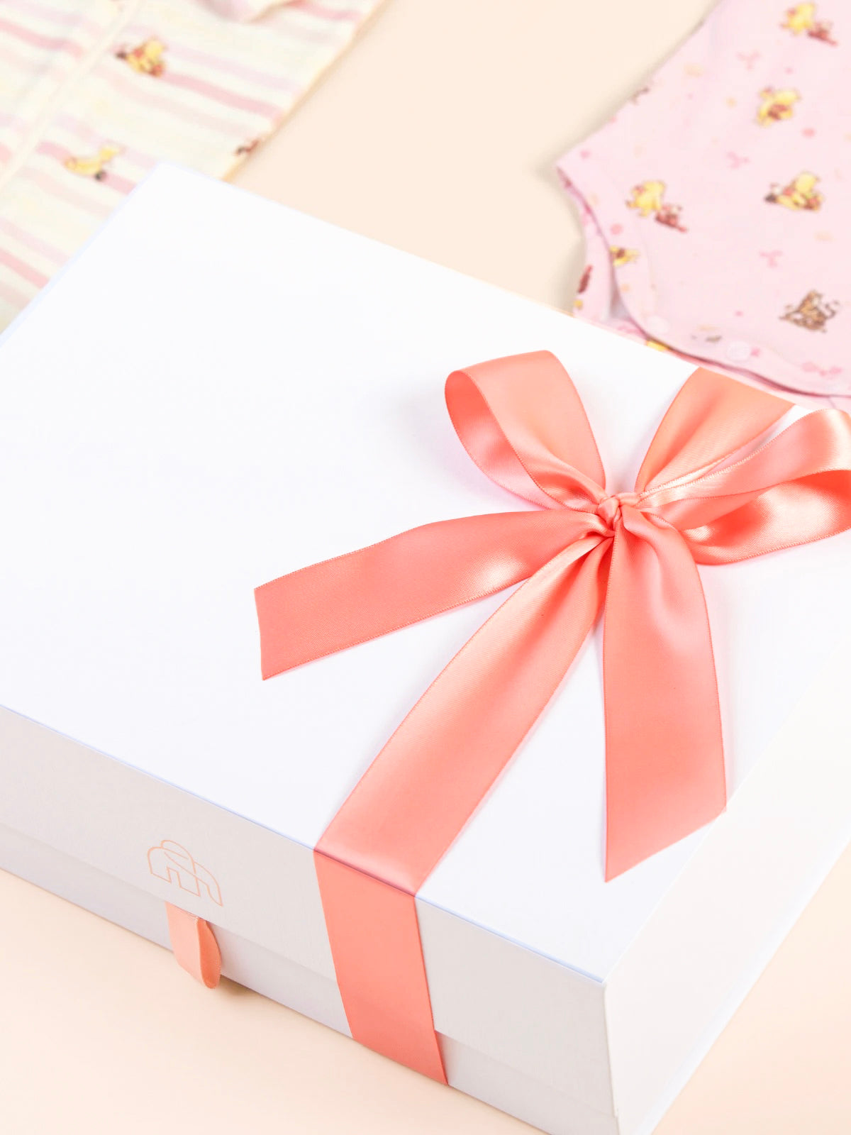 Luxury personalised baby gift box with ribbon packaging